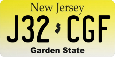 NJ license plate J32CGF