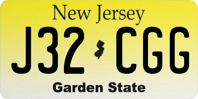 NJ license plate J32CGG