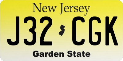 NJ license plate J32CGK