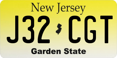 NJ license plate J32CGT