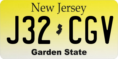 NJ license plate J32CGV