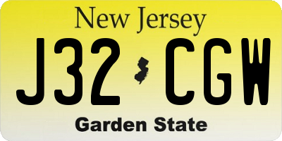NJ license plate J32CGW