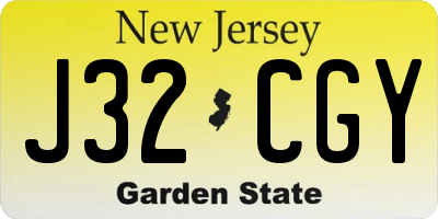 NJ license plate J32CGY