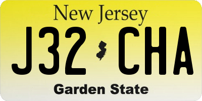 NJ license plate J32CHA
