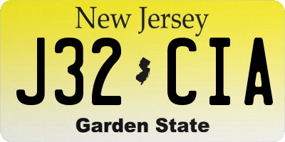 NJ license plate J32CIA