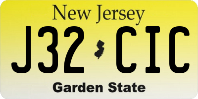 NJ license plate J32CIC