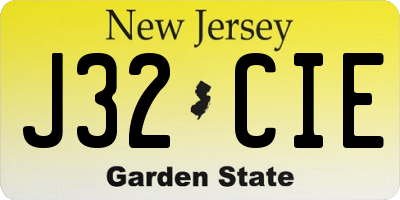 NJ license plate J32CIE