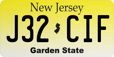 NJ license plate J32CIF