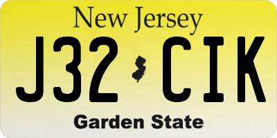 NJ license plate J32CIK
