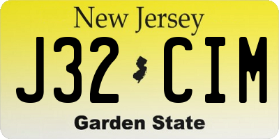 NJ license plate J32CIM