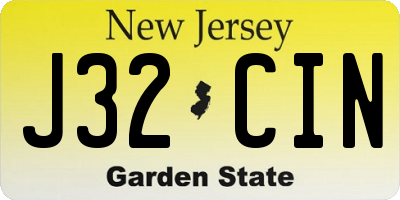 NJ license plate J32CIN