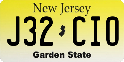 NJ license plate J32CIO