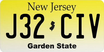 NJ license plate J32CIV
