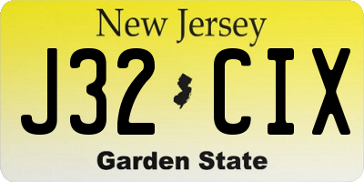 NJ license plate J32CIX