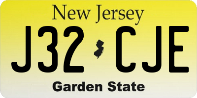NJ license plate J32CJE