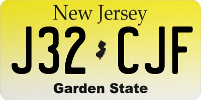 NJ license plate J32CJF