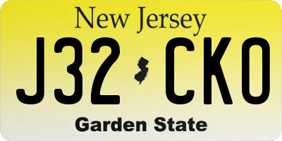 NJ license plate J32CKO