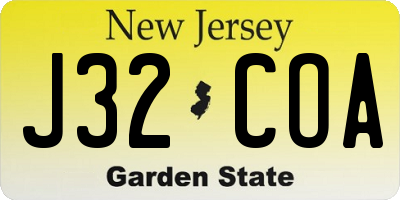 NJ license plate J32COA
