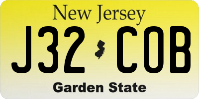 NJ license plate J32COB