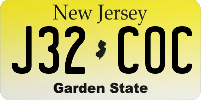 NJ license plate J32COC