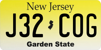 NJ license plate J32COG