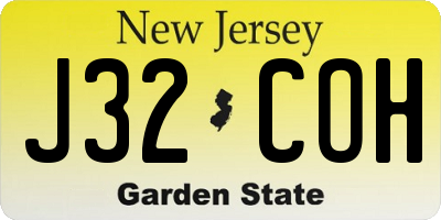 NJ license plate J32COH