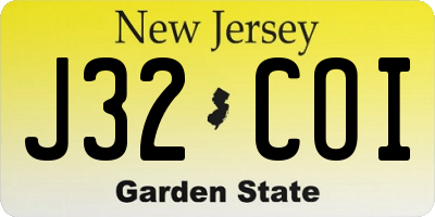 NJ license plate J32COI
