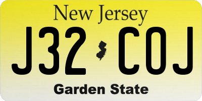 NJ license plate J32COJ