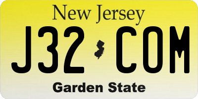 NJ license plate J32COM