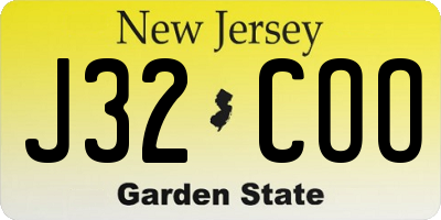 NJ license plate J32COO