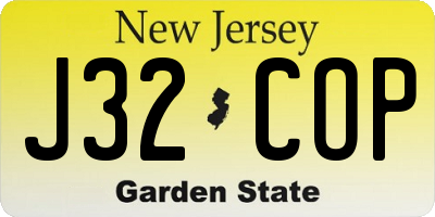 NJ license plate J32COP