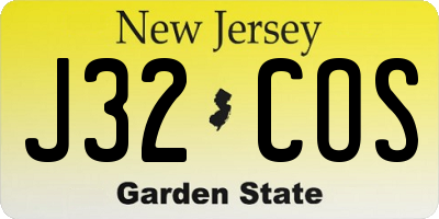 NJ license plate J32COS