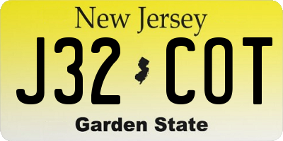 NJ license plate J32COT