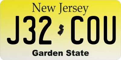 NJ license plate J32COU
