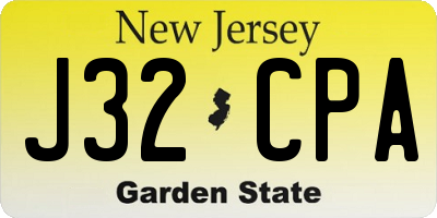 NJ license plate J32CPA