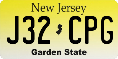 NJ license plate J32CPG