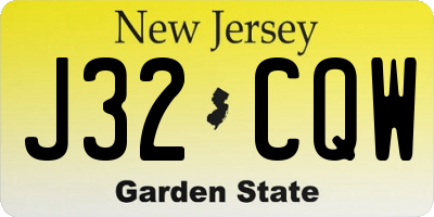 NJ license plate J32CQW