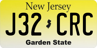 NJ license plate J32CRC