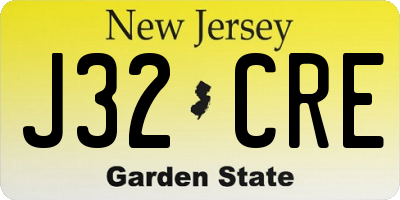 NJ license plate J32CRE