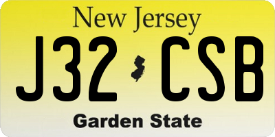 NJ license plate J32CSB