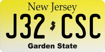 NJ license plate J32CSC