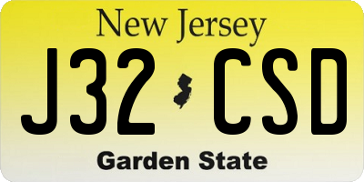 NJ license plate J32CSD