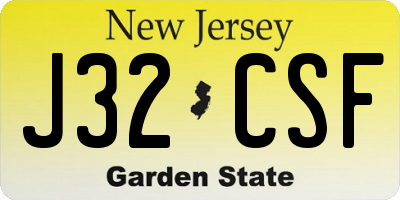 NJ license plate J32CSF