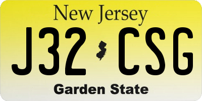 NJ license plate J32CSG