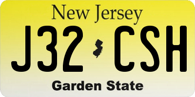 NJ license plate J32CSH