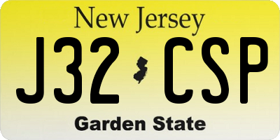 NJ license plate J32CSP