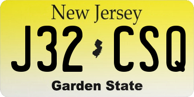 NJ license plate J32CSQ