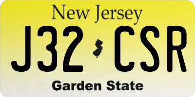 NJ license plate J32CSR