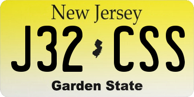 NJ license plate J32CSS