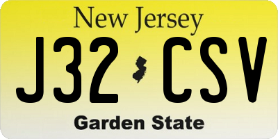 NJ license plate J32CSV